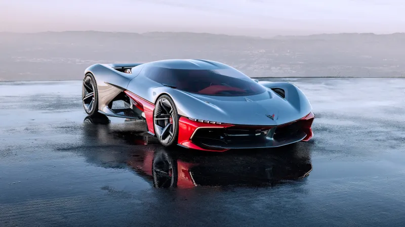 Chevrolet California Corvette Concept, Hypercar, Wet salt flat, 8K wallpaper