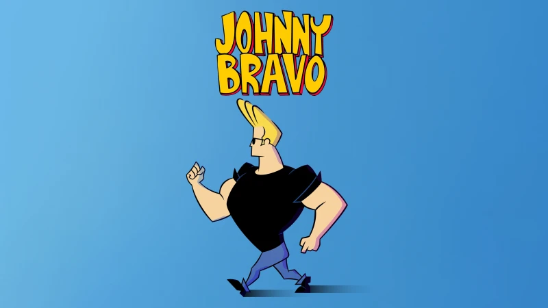 Johnny Bravo 5K wallpaper, Blue background