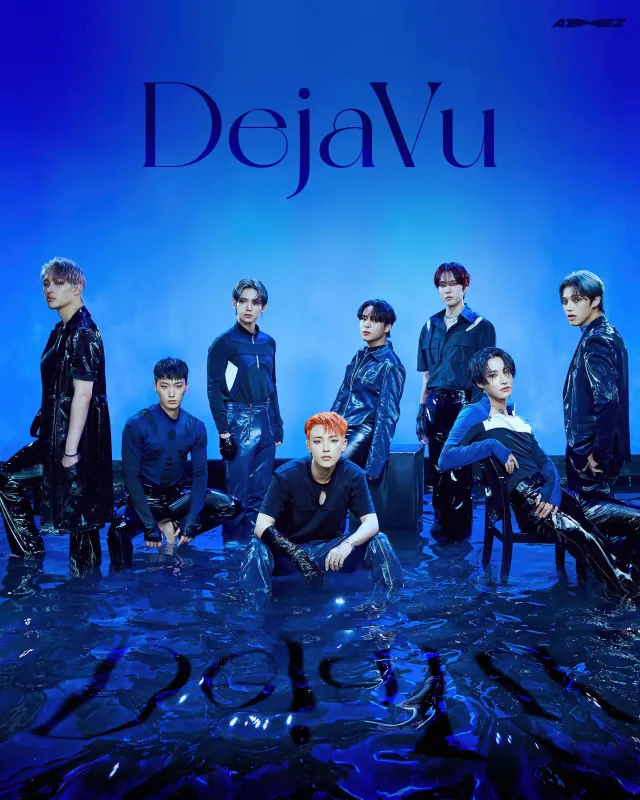 ATEEZ - Dejavu, Blue background 5K, Hongjoong, Seonghwa, Yunho, Yeosang, San (ATEEZ), Mingi, Wooyoung, Jongho