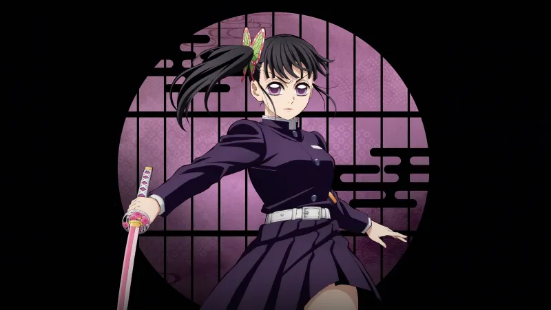 Kanao Tsuyuri in Infinity Castle, Demon Slayer: Kimetsu No Yaiba Infinity Castle, Black background 5K