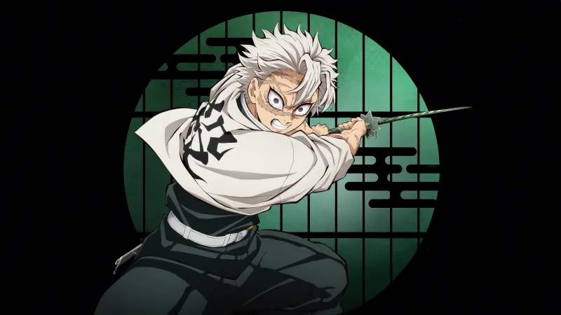 Sanemi Shinazugawa in Infinity Castle, Demon Slayer: Kimetsu No Yaiba Infinity Castle, Black background 5K