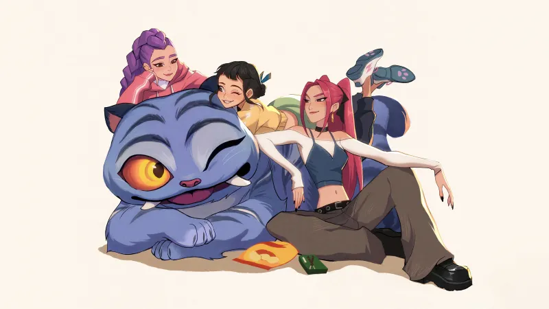 Rumi, Mira, Zoey, KPop Demon Hunters wallpaper