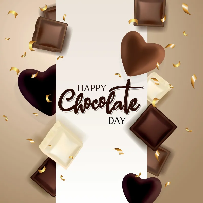 Happy Chocolate Day wallpaper, Chocolate hearts, Confetti