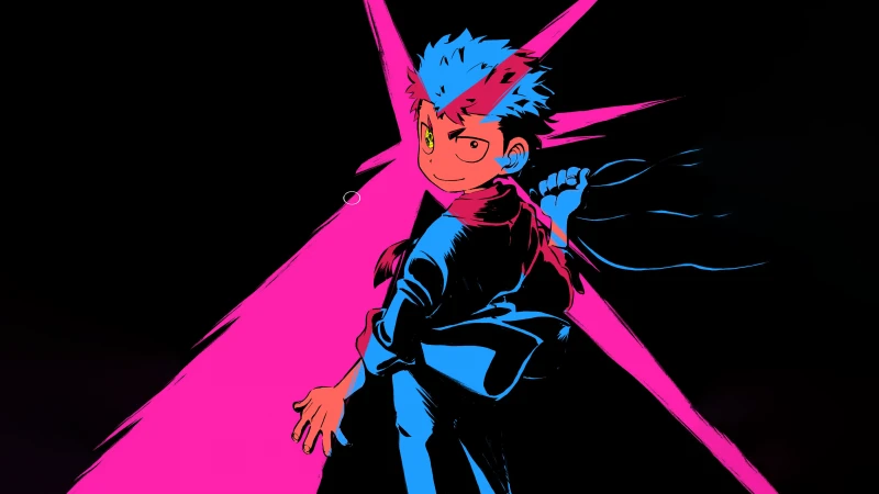 Fate Rewinder wallpaper, Chrono, Anime boy, Pink and blue, Black background