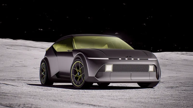 Hyundai Concept Three wallpaper, Electric hatchback, Lunar surface, 2025, 4K