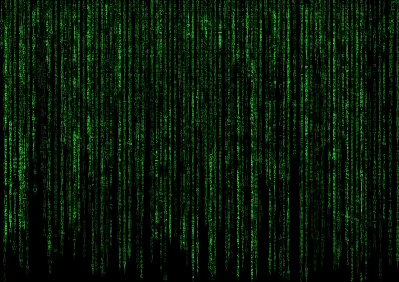 Matrix, Program, Falling, Data illustration, Green Code, Black background, Hacker, Random data, Vertical