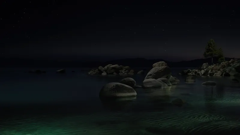 macOS Tahoe Beach Night, 5K wallpaper