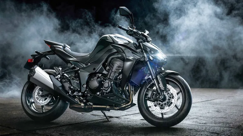 Kawasaki Z1100, Supernaked, Smoke, Dark background, 2026, 4K wallpaper