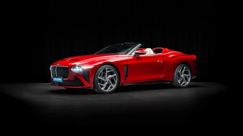 Bentley Mulliner Bacalar, Red convertible, Dark background, 5K wallpaper