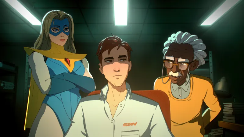 Dispatch Superheroes, 2025 Games, Blonde Blazer, Robert Robertson (Mecha Man)