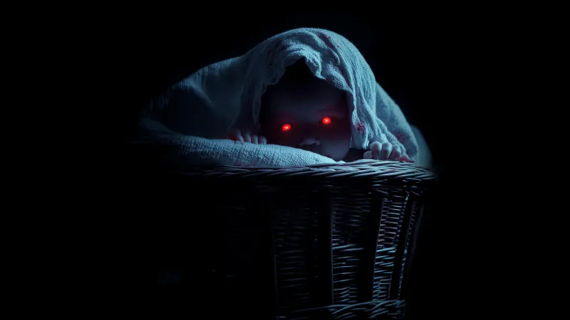 The Summoning of Baby Blue 2025, Horror Movies, Black background 5K, Creepy, Evil eyes