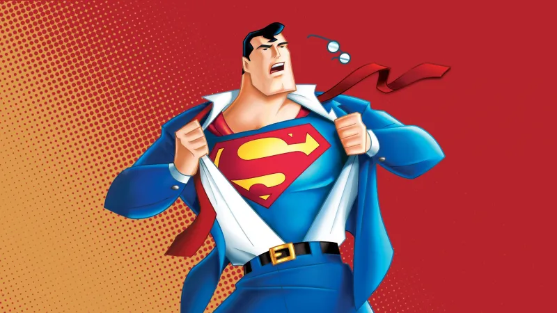 Superman Animated series, Cartoon, Gradient background 5K