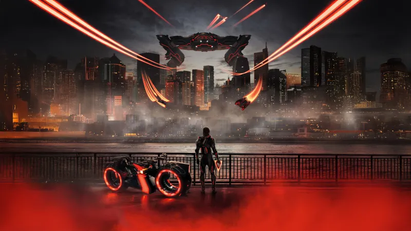 Tron: Ares Movie poster, 8K wallpaper