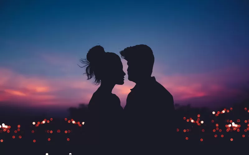 Couple, Silhouette, Lovers, Romantic, Evening sky, Dawn, Dusk, 5K