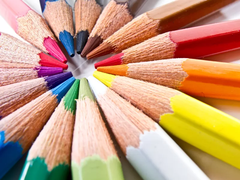 Colored pencils, Rainbow circle, Macro, HD wallpaper