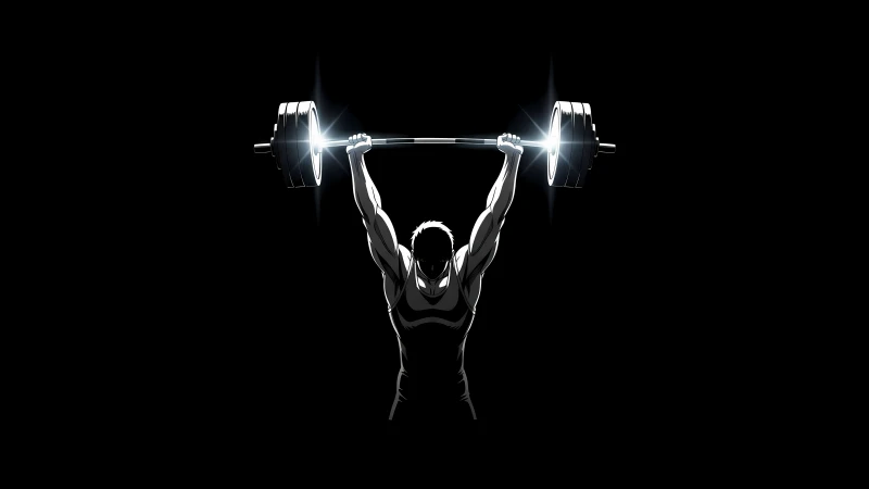 Weightlifter silhouette wallpaper, Glowing barbell, AMOLED
