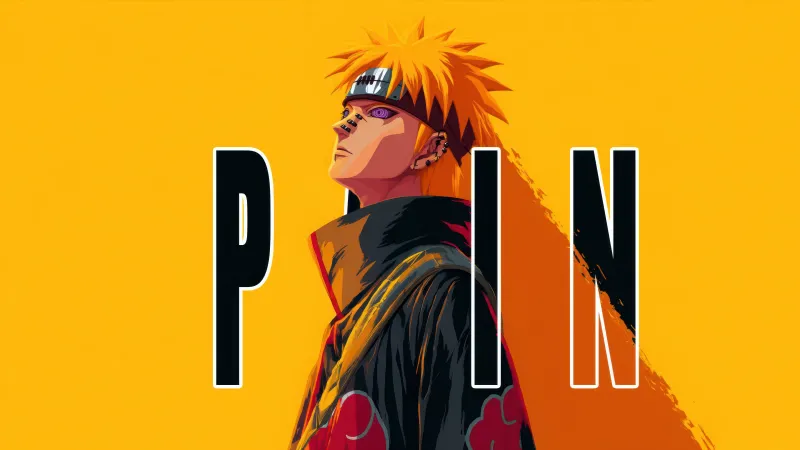 Naruto Pain, Yellow background 5K