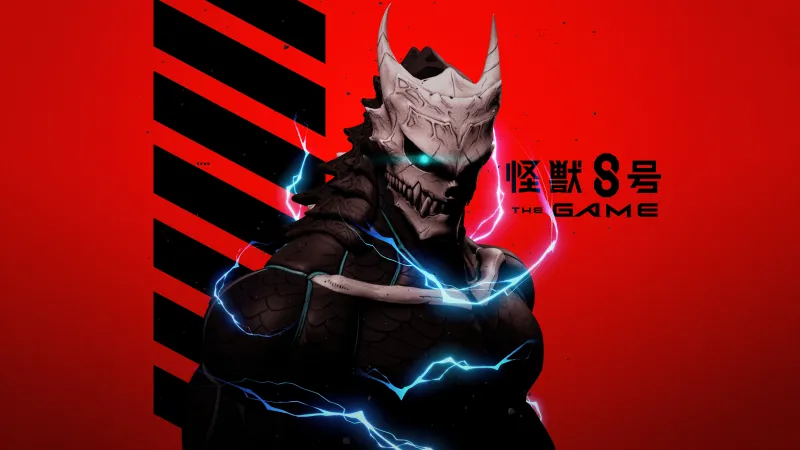 Kaiju No. 8 Anime game, Red background 8K