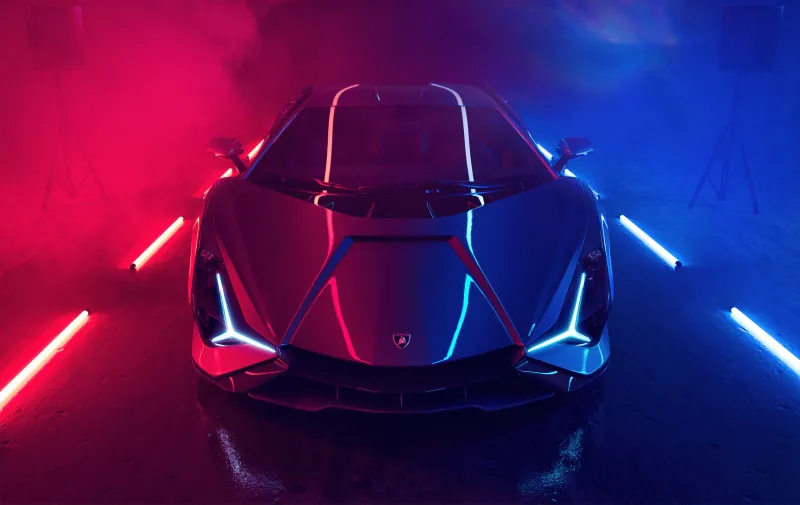 Neon Lamborghini Sián Roadster