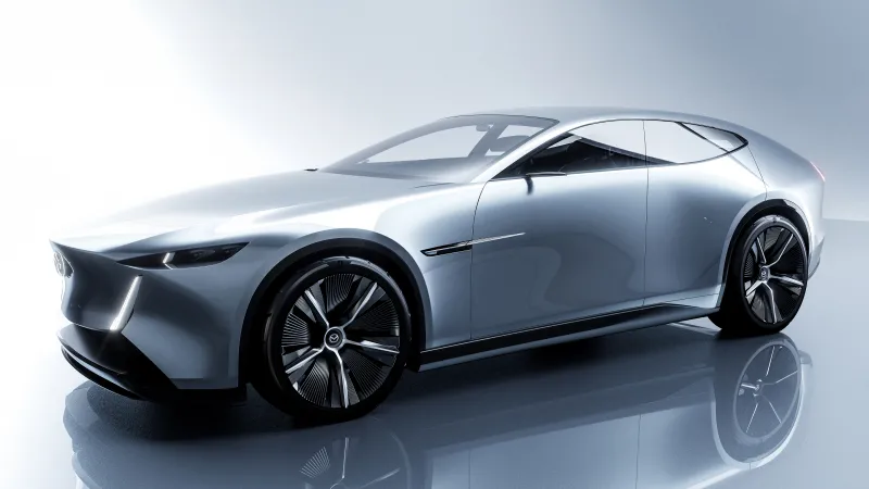 Mazda Vision X-Coupe wallpaper, Silver electric concept, White studio, 2025, 5K