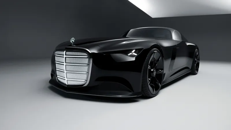 Mercedes-Benz Vision Iconic wallpaper, Black luxury coupe concept, Grey studio, 2025, 5K