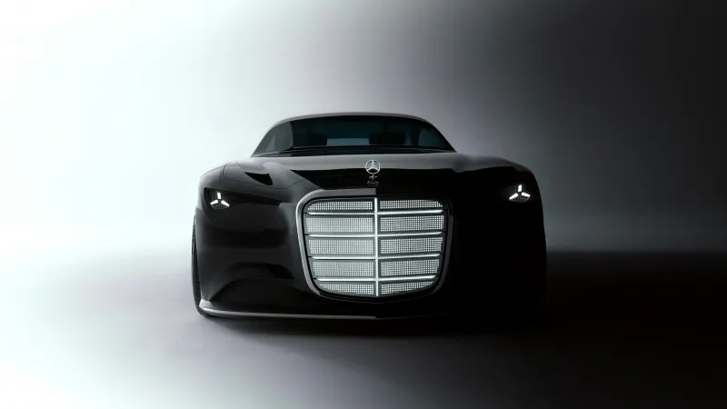 Mercedes-Benz Vision Iconic concept, Black coupe, Illuminated grille, Front view, 5K wallpaper