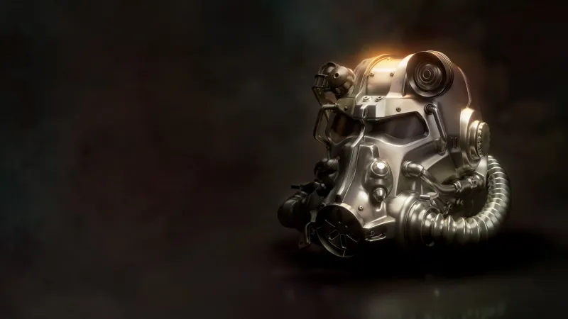 Fallout 4, Power armor helmet, T-60, Dark background, 4K wallpaper