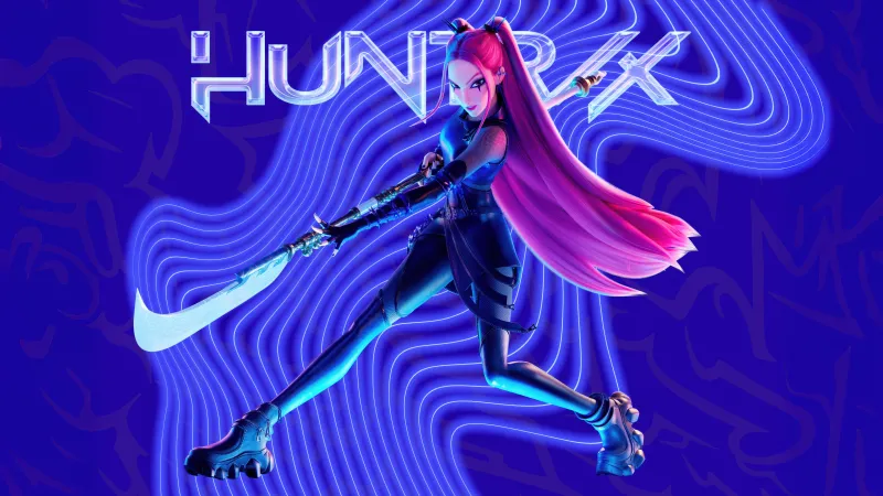 Mira (Huntrix), Blue background 5K, KPop Demon Hunters