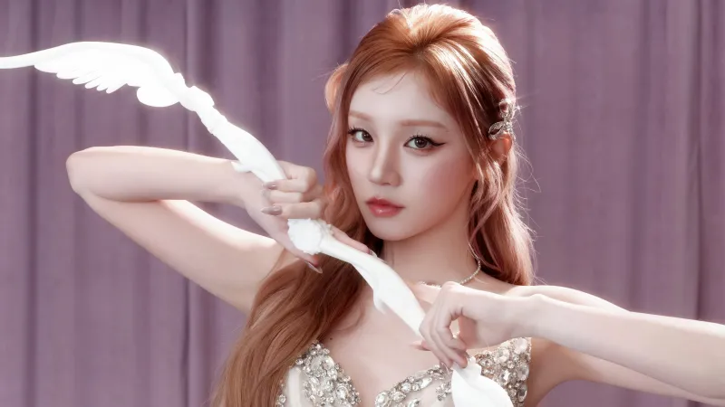 Yuqi, (G)I-dle, 5K wallpaper, Pink aesthetic, K-Pop singers