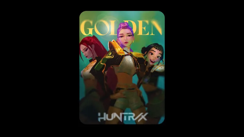 Golden, KPop Demon Hunters, Mira (Huntrix), Zoey (Huntrix), Rumi (Huntrix), Black background 5K