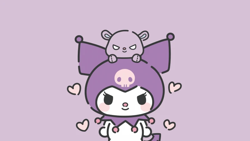 Kuromi Halloween costume, Sanrio 5K, Purple aesthetic, Love hearts, Purple background 5K, Lavender background