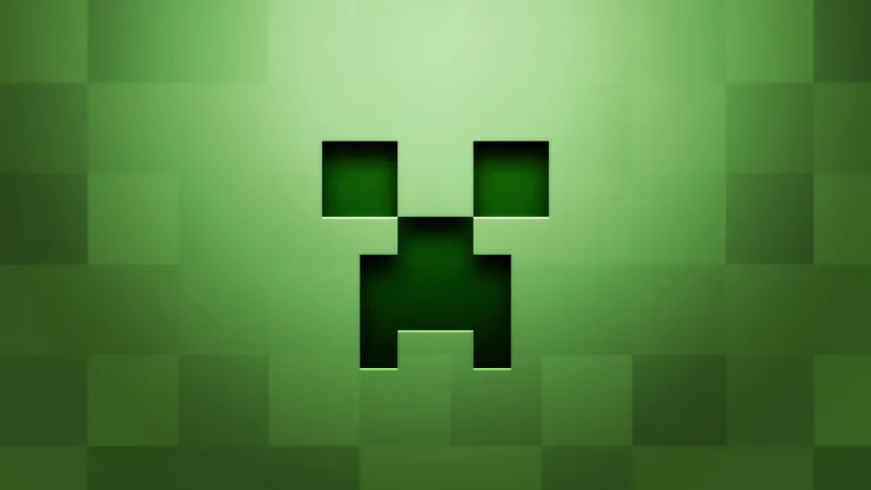 Creeper (Minecraft), Pixel art, Green background 5K