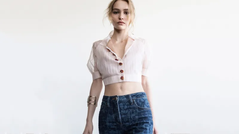 Lily Rose Depp, White background 4K