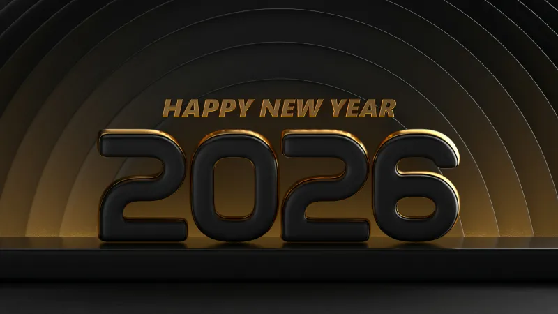 Happy New Year 2026, Black and gold