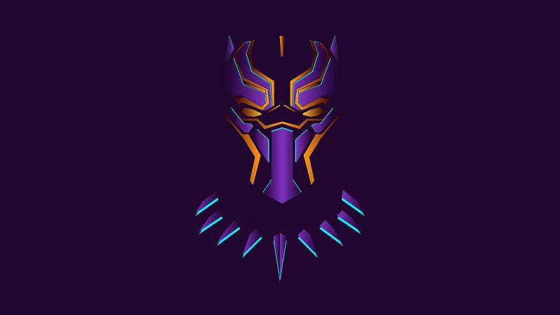 Black Panther, Purple background, Minimal art