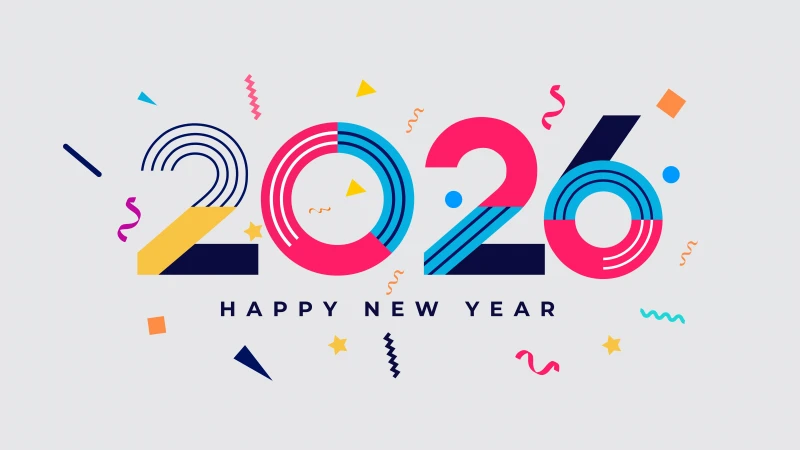 2026 New Year, 5K wallpaper, Happy New Year 2026, Geometric