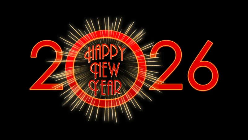 Happy New Year 2026, Black background 8K, 12K wallpaper