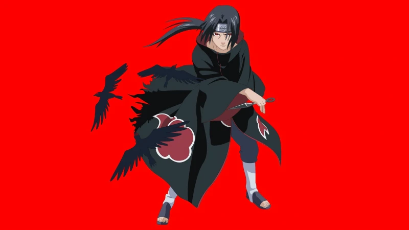 Itachi Uchiha, Red background 5K, Naruto Shippuden, Sharingan