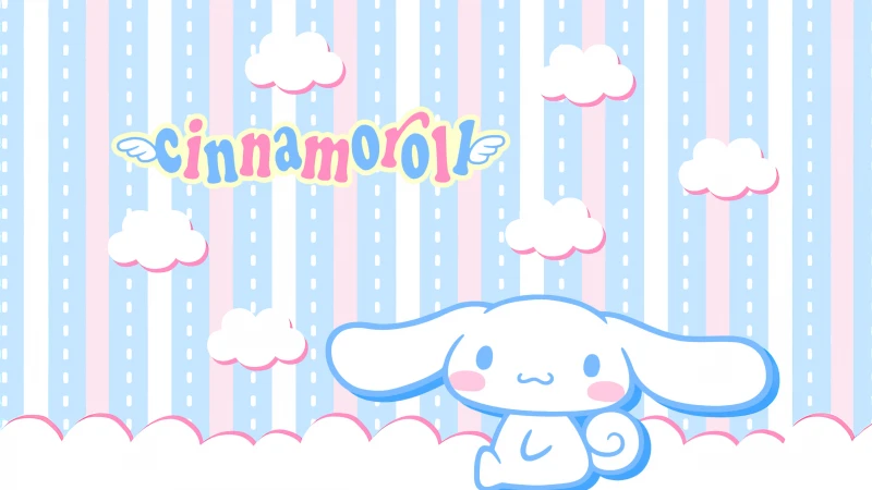 Cinnamoroll, Blue and Pink Stripes, Sanrio 4K wallpaper, Cute cartoon, Kawaii