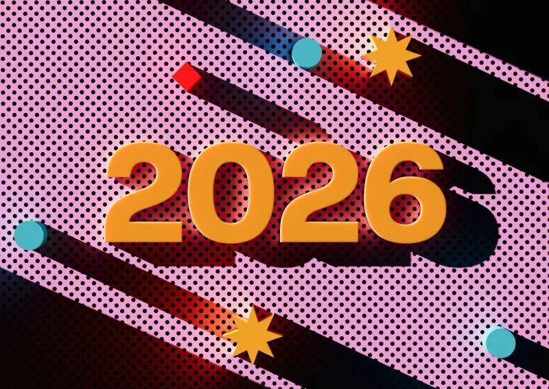 2026 New Year Pop Art, Pink background 4K