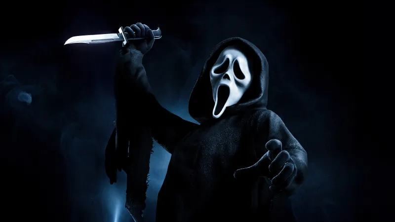 Ghostface, Scary Dark background, Scream, Gothic, 5K wallpaper