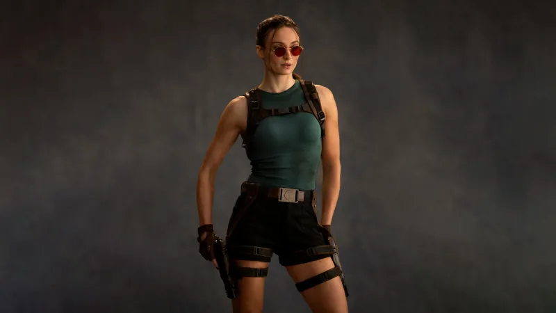 Sophie Turner as Lara Croft, 8K wallpaper