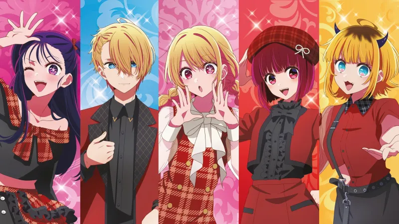 Oshi no Ko Characters, Mem-Cho, Aqua Hoshino, Ruby Hoshino, Akane Kurokawa, Kana Arima, 5K wallpaper