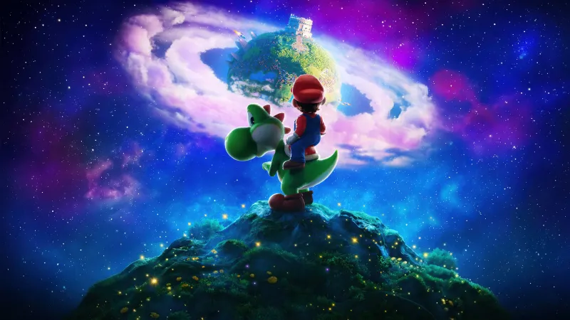 Yoshi & Mario, The Super Mario Galaxy Movie, 5K wallpaper