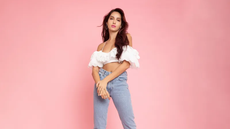 Nora Fatehi Pink background