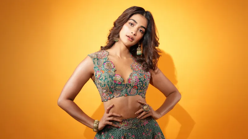 Pooja Hegde Lehenga Portrait, 8K wallpaper
