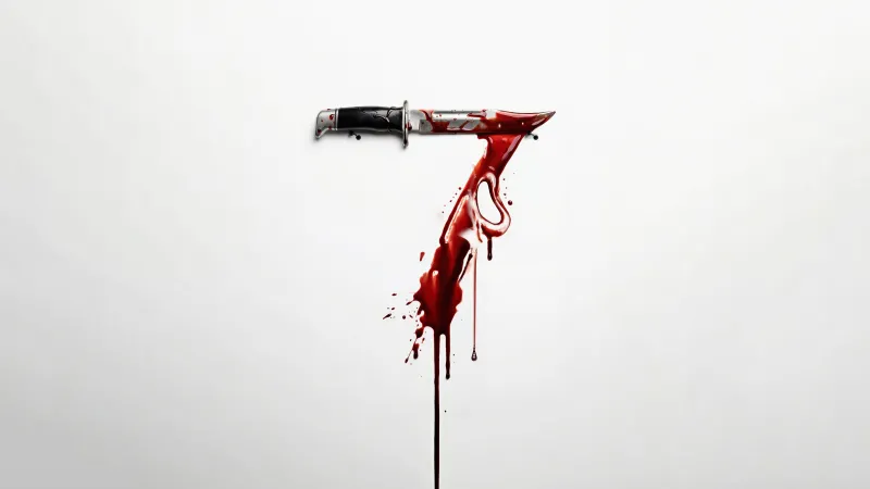 Scream 7 Bloody knife, 2026 Movies, White background 5K