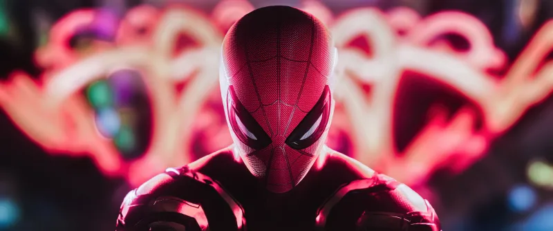 Spider-Man, Marvel's Spider-Man 2, Pink bokeh, Ultrawide, 5K wallpaper