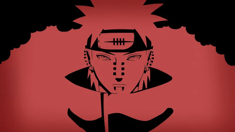Pain Akatsuki, Naruto, Minimalist Black background