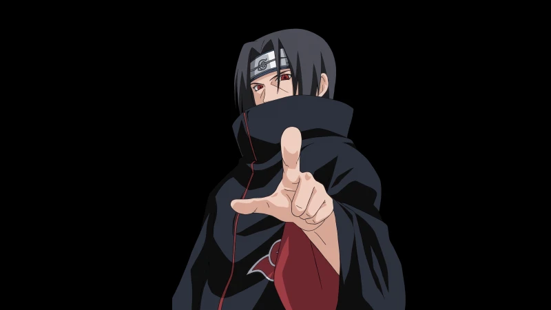 Akatsuki Itachi Uchiha, Black background 5K